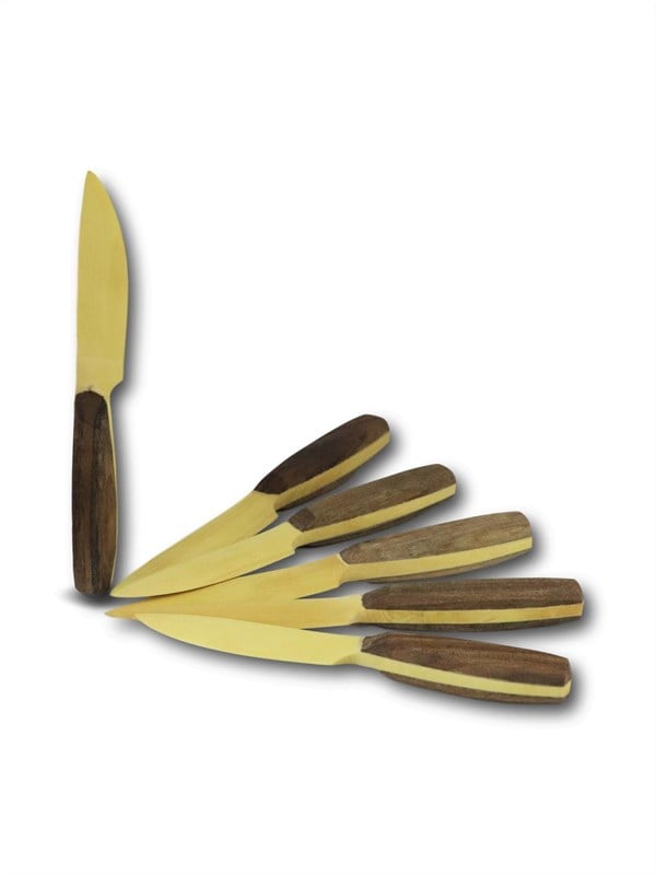 Ceviz Saplı Şimşir 6 lı Küçük Yemek Bıçağı Takımı