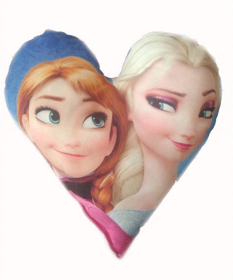 Kırlent Dünyası Elsa Frozen Figürlü Kalpli Yastık-1