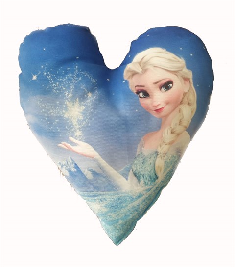 Kırlent Dünyası Elsa Frozen Figürlü Kalpli Yastık