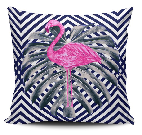 Kırlent Dünyası Sevimli Flamingo Temalı Dijital Baskılı Kırlent Kılıfı 558