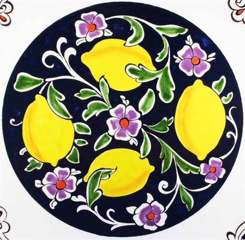 Limon Desenli İznik Çini Tabak 30cm