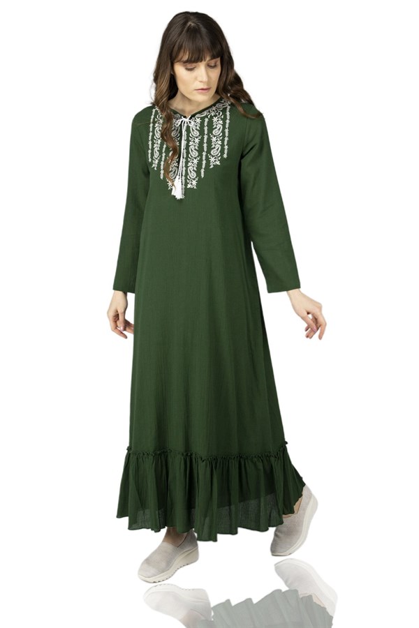Meriç Şile Bezi Elbise Yeşil