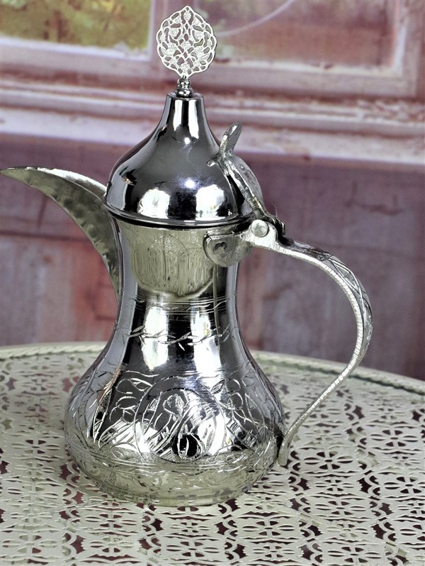 Mırra Küçük Boy Nikel Kaplama Bakır Arap Çaydanlık Sütlük 300 ml