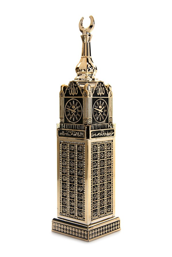 Saatli Kabe Zemzem Tower Minyatür Maketi Dini Hediyelik Biblo Altın Rengi