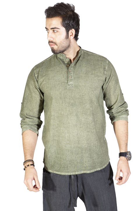 Uzun Kol Şile Bezi Bodrum Erkek T-Shirt Haki 9008