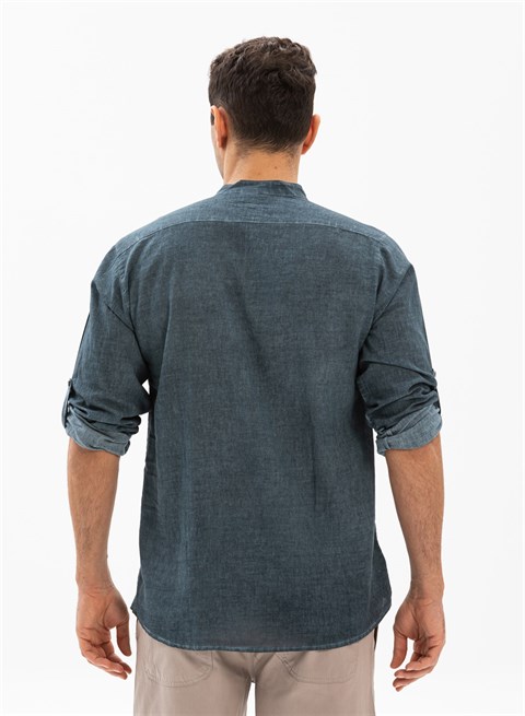Uzun Kol Şile Bezi Bodrum Erkek T-Shirt Yeşil 9014