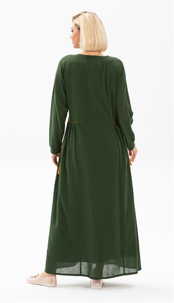 Uzun Kol Şile Bezi Masal Elbise Yeşil