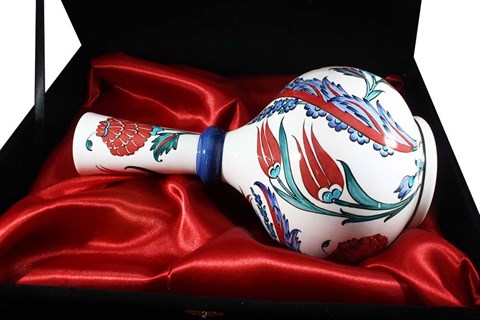Vip Düğün Hediyesi İznik Çini Vazo ve Tabak Set