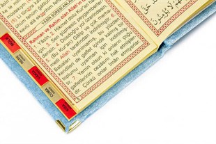 10 Adet Kadife Kaplı Yasin Kitabı - Çanta Boy - İsme Özel Plakalı - Tesbihli - Keseli - Mavi Renk - Mevlüt Hediyeliği