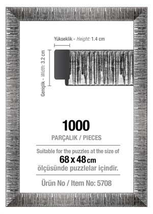 Art Puzzle 1000'lik Gümüş 68 x 48 cm Puzzle Çerçevesi (30 mm)