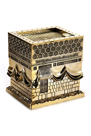 Büyük Kabe Minyatür Maketi Dini Hediyelik Biblo Altın Rengi