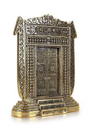 Elif Kabe Kapısı Kristal Taş Süslemeli Dini Hediyelik Biblo Gold Renk