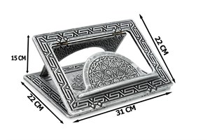 Kamer İki Kademeli Masaüstü Rahle - Gümüş Eskitme
