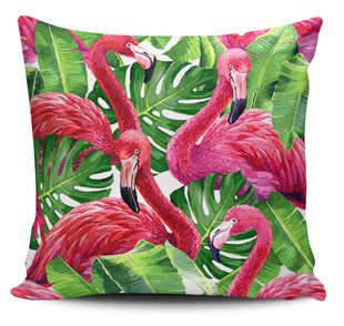 Kırlent Dünyaı Sevimli Flamingo Dijital Baskılı Kırlent Kılıfı-1