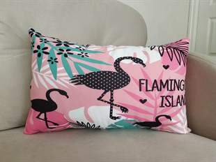 Kırlent Dunyası Dikdörtgen Flamingolu Dijital Baskılı Kırlent K