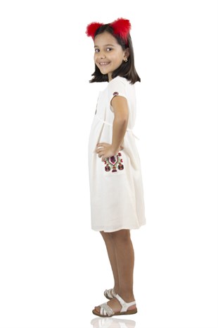 Melek Şile Bezi Kız Çocuk Elbise Beyaz