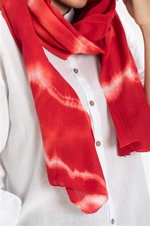 Pamuk Batikli Şal Kırmızı Krmz