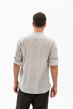 Uzun Kol Şile Bezi Bodrum Erkek T-Shirt Gri 9007